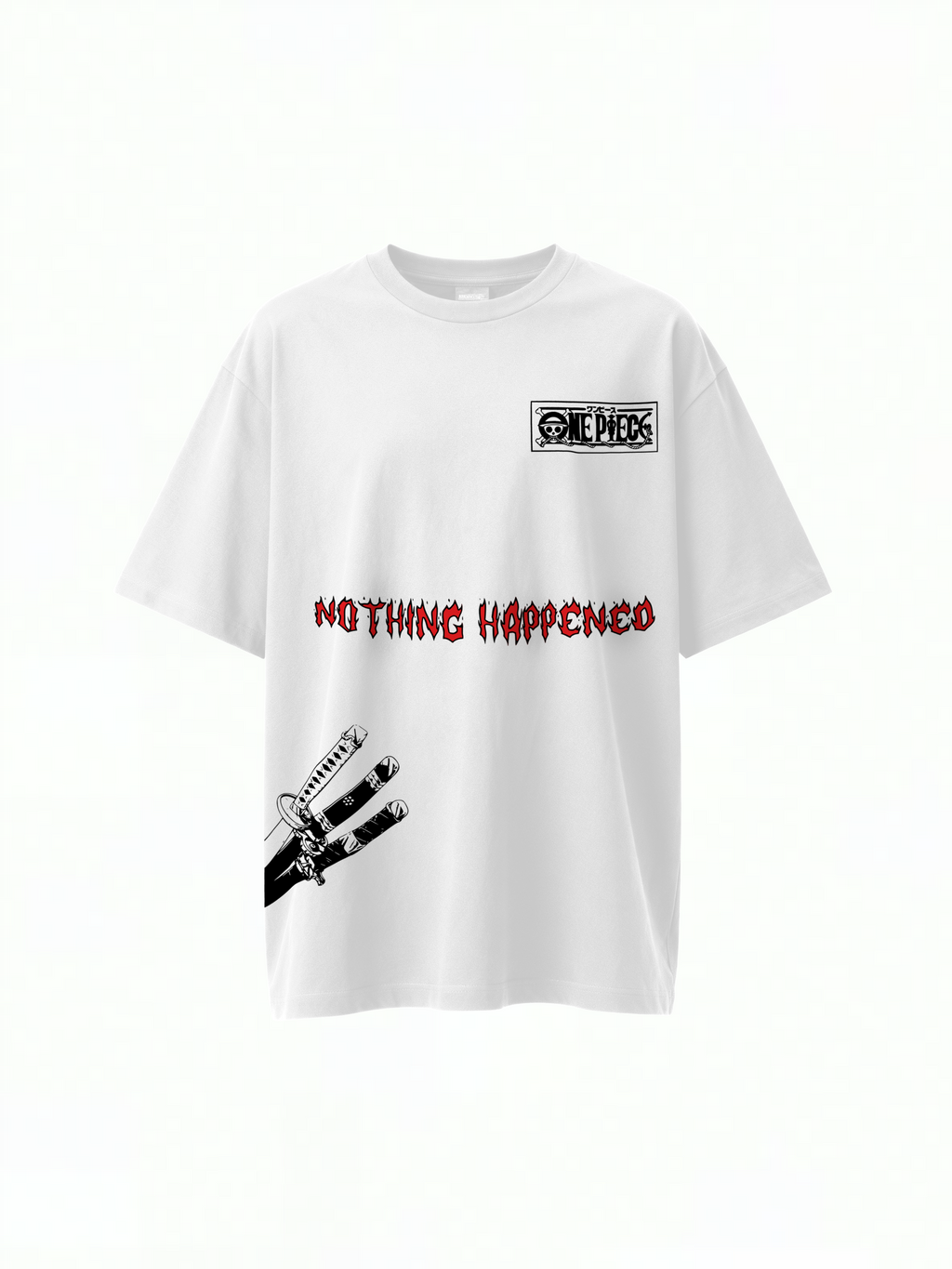 NOTHING HAPPENED- anime T-shirt WHITE